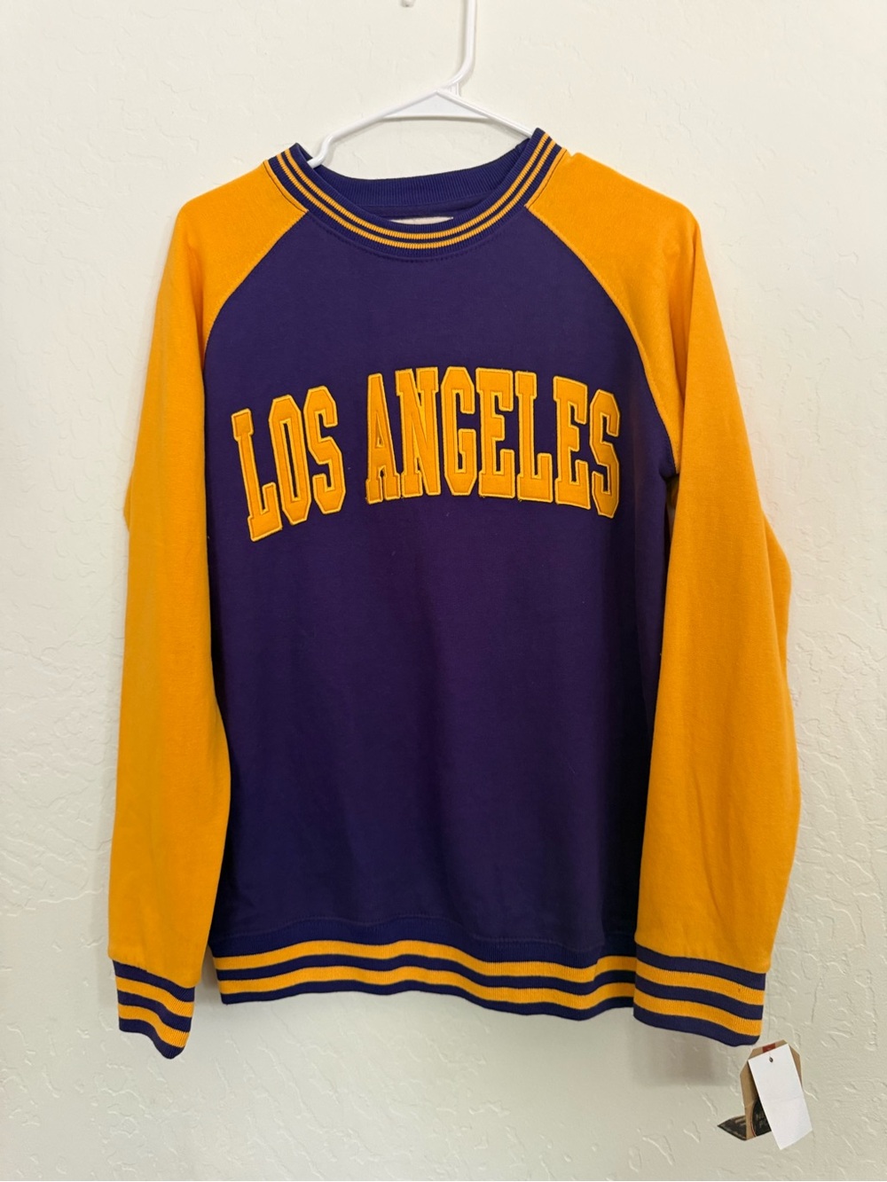 Los Angeles Colorblock Crewneck Sweater - Purple/Gold